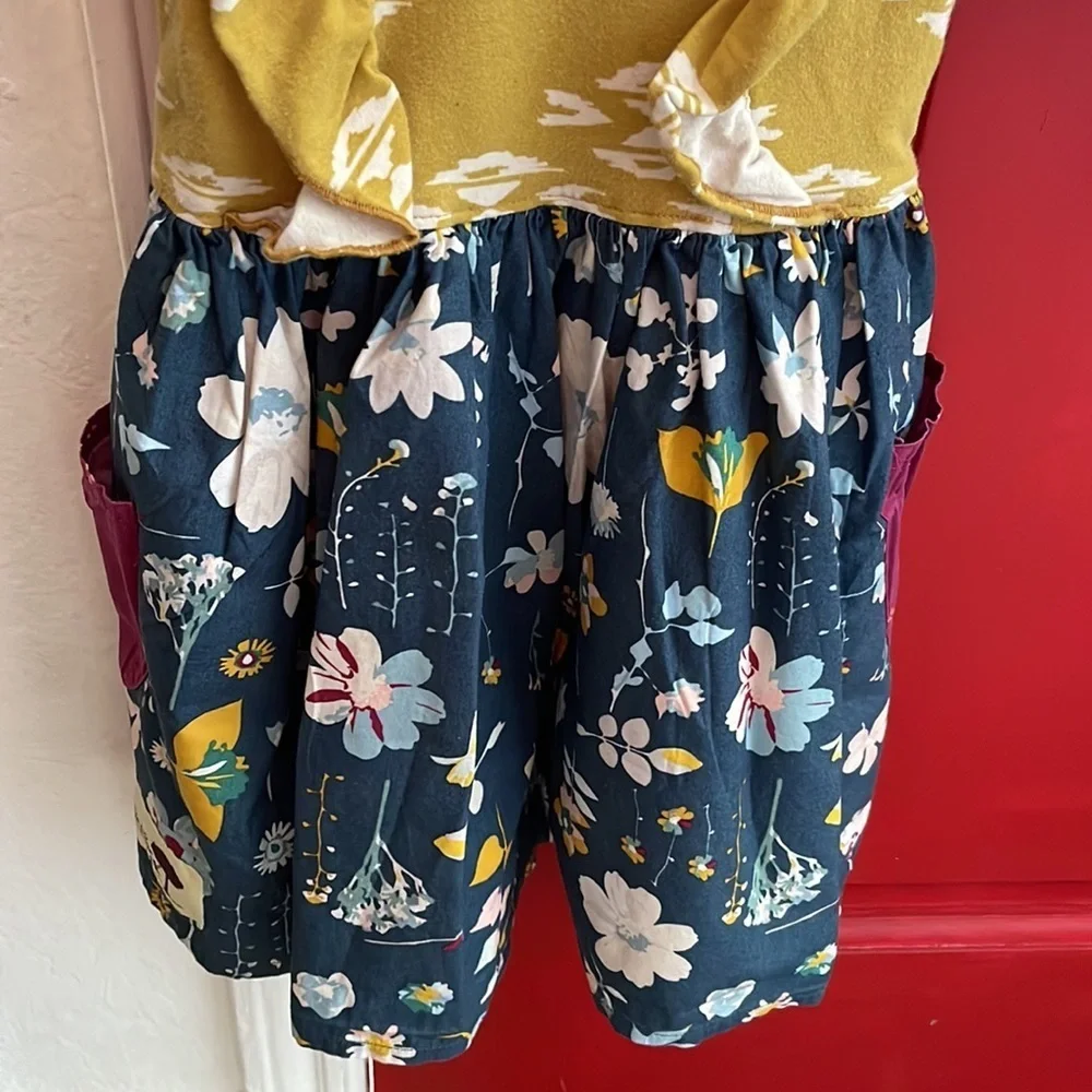 Lottie Mae clothing girls dress size 18M GUC blue and yellow colors